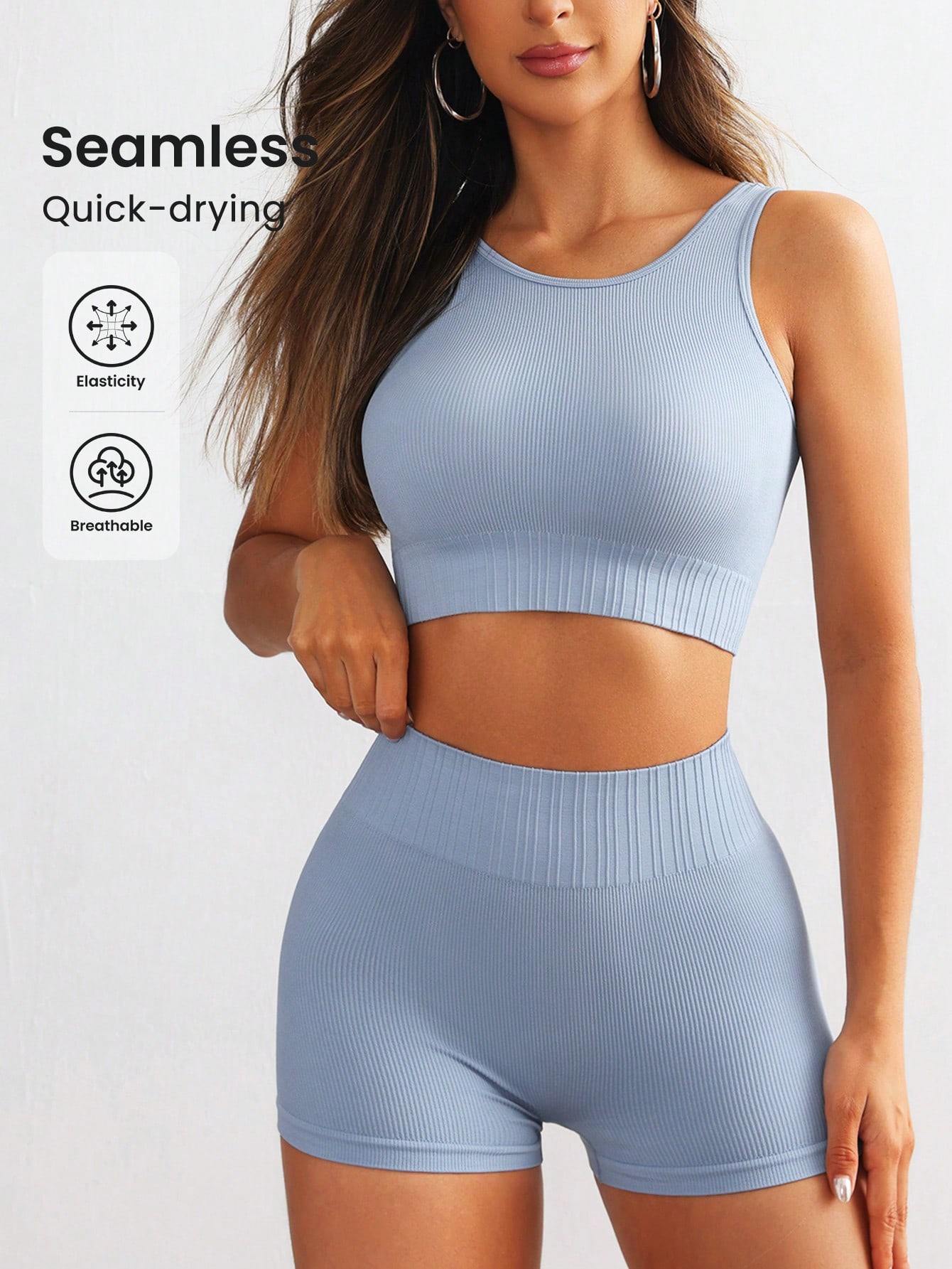 Women Seamless Ribbed Yoga Set - огляд і ціна Tank Top Ribbed